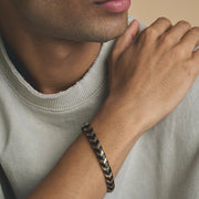 Black and rose gold dual tone bracelet with modern geometric link design