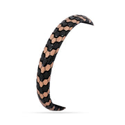 Chevron Rose Gold & Black Enamel Bangle - 925 Silver