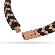 Chevron Rose Gold & Black Enamel Bangle - 925 Silver