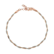 Two-Tone Twisted Rope Chain Bracelet - Rose Gold & Silver