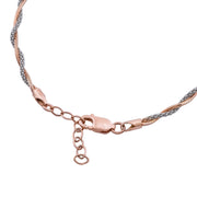 Two-Tone Twisted Rope Chain Bracelet - Rose Gold & Silver