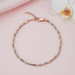Two-Tone Twisted Rope Chain Bracelet - Rose Gold & Silver