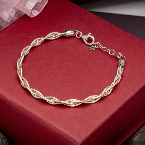 Dual-Tone Twisted Rope Chain Bracelet