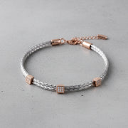 Rose Gold Mesh Charm Bracelet
