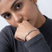 Duo Braided Bracelet - Rose Gold Cube Charm - 925 Silver