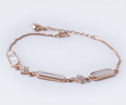 Luminous Mother-of-Pearl 925 Silver Chain Bracelet- Rose gold