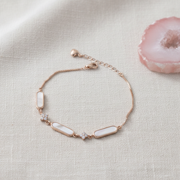 Luminous Mother-of-Pearl 925 Silver Chain Bracelet- Rose gold