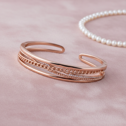 Sterling Silver Rose Gold Cuff Bracelet Jewellery