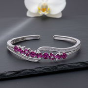 Regal Ruby Wave 925 Sterling Silver Cuff Bracelet Jewellery