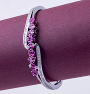 Regal Ruby Wave 925 Sterling Silver Cuff Bracelet Jewellery