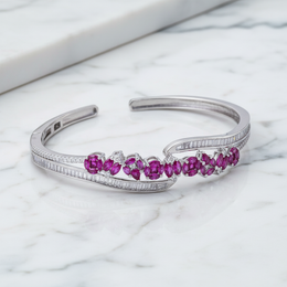 Regal Ruby Wave 925 Sterling Silver Cuff Bracelet Jewellery