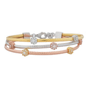 Luxe Tri-Tone Sterling Silver Braided Cluster Bracelet Set