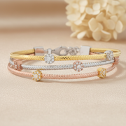Luxe Tri-Tone Sterling Silver Braided Cluster Bracelet Set