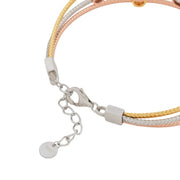 Luxe Tri-Tone Sterling Silver Braided Cluster Bracelet Set