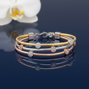 Luxe Tri-Tone Sterling Silver Braided Cluster Bracelet Set