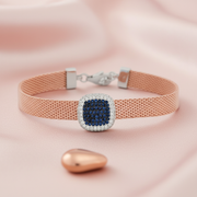 Sapphire-Blue Radiance Mesh Sterling Silver Bracelet