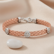 Rose Mesh $\&$ Diamond Slider Sterling Silver Bracelet