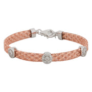 Rose Mesh $\&$ Diamond Slider Sterling Silver Bracelet