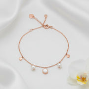 Rose Gold Pearl Charm Bracelet