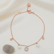 Rose Gold Pearl Charm Bracelet