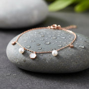 Rose Gold Pearl Charm Bracelet