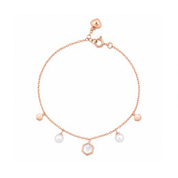 Rose Gold Pearl Charm Bracelet