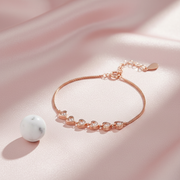 Rose Gold Heartbeat CZ Line Bracelet - 925 Sterling Silver