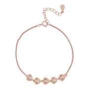 Rose Gold Heartbeat CZ Line Bracelet - 925 Sterling Silver