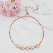 Rose Gold Heartbeat CZ Line Bracelet - 925 Sterling Silver