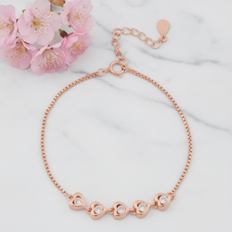 Rose Gold Heartbeat CZ Line Bracelet - 925 Sterling Silver