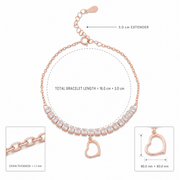 Rose Gold Heart Tennis Bracelet