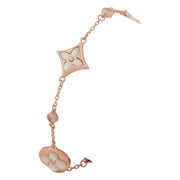 Rose Gold Mother of Pearl Four-Petal Chain Bracelet - 925