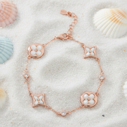 Rose Gold Mother of Pearl Four-Petal Chain Bracelet - 925