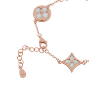 Rose Gold Mother of Pearl Four-Petal Chain Bracelet - 925