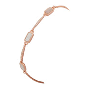Rose Gold MOP & CZ Bar Link Bracelet - 925 Sterling Silver