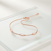 Rose Gold MOP & CZ Bar Link Bracelet - 925 Sterling Silver