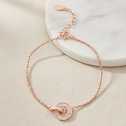 Rose Gold Vermeil Interlocking Circle 925 Silver Bracelet