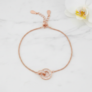 Rose Gold Vermeil Interlocking Circle 925 Silver Bracelet