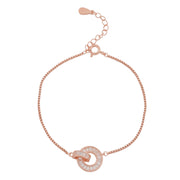 Rose Gold Vermeil Interlocking Circle 925 Silver Bracelet