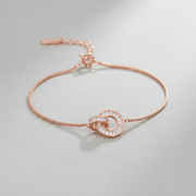 Rose Gold Vermeil Interlocking Circle 925 Silver Bracelet
