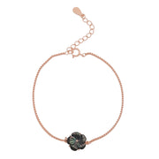 Black Bloom Mother-of-Pearl Silver Box Rose Gold Chain Bracelet