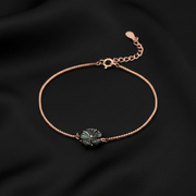 Black Bloom Mother-of-Pearl Silver Box Rose Gold Chain Bracelet