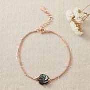 Black Bloom Mother-of-Pearl Silver Box Rose Gold Chain Bracelet
