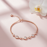 Rose Gold Black MOP Flower Bracelet - 925 Sterling Silver