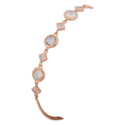 Rose Gold Black MOP Flower Bracelet - 925 Sterling Silver