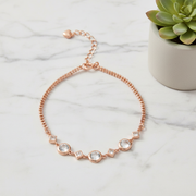 Rose Gold Black MOP Flower Bracelet - 925 Sterling Silver