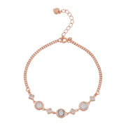 Rose Gold Black MOP Flower Bracelet - 925 Sterling Silver