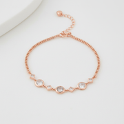Rose Gold Black MOP Flower Bracelet - 925 Sterling Silver