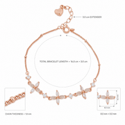 Rose Gold Floral Charm Bracelet