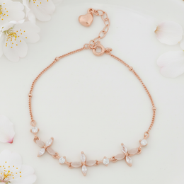 Rose Gold Hexagon MOP & Pearl Dangle Bracelet - 925